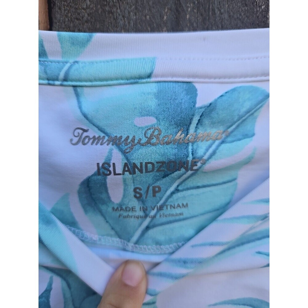Tommy Bahama IslandZone Leaf Print Top White Green Size S/P - Picture 3 of 8